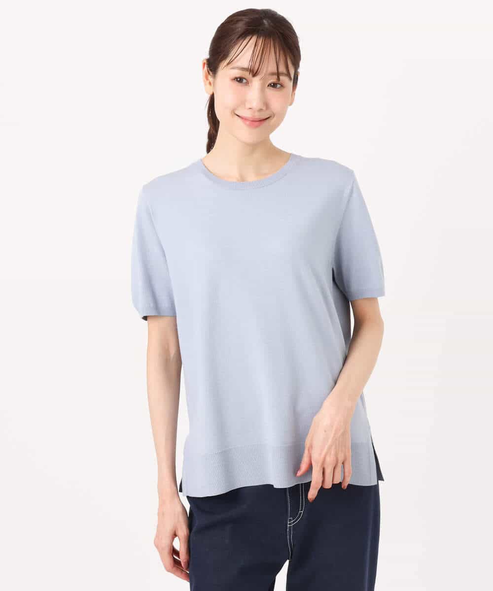 FOFGD30170 MK MICHEL KLEIN(MK ミッシェルクラン) [洗える]カラーニットアンサンブル ライトブルー