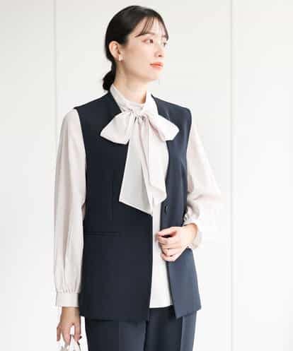 FOJFA10190 MK MICHEL KLEIN Vネックノーカラージレ/制菌加工/洗える