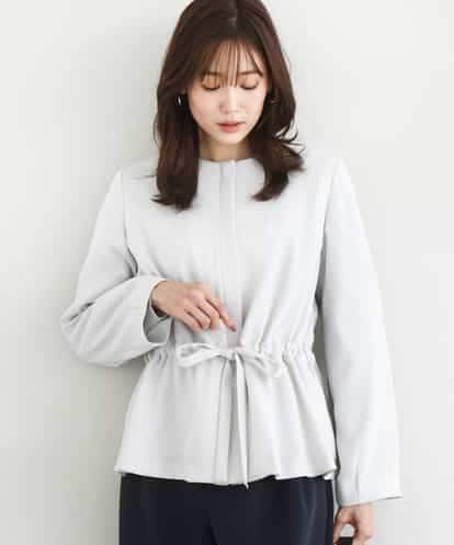FOJFD13200 MK MICHEL KLEIN [撥水/防シワ/洗える]ギャザーデザイン ジップアップブルゾン