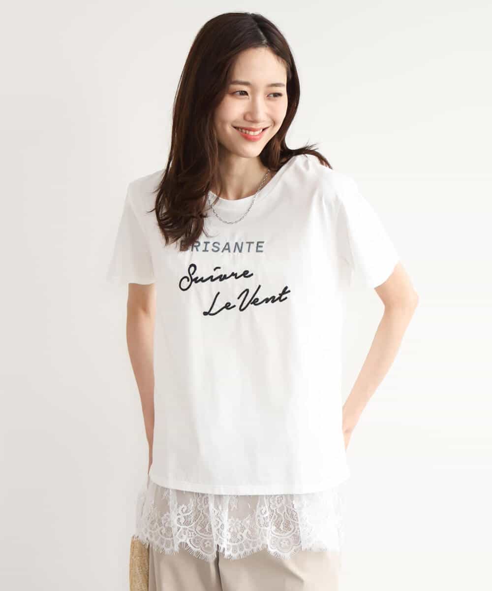 FOKGD61085 MK MICHEL KLEIN(MK ミッシェルクラン) [UVカット/接触冷感/洗える]デザインロゴTシャツ ホワイト