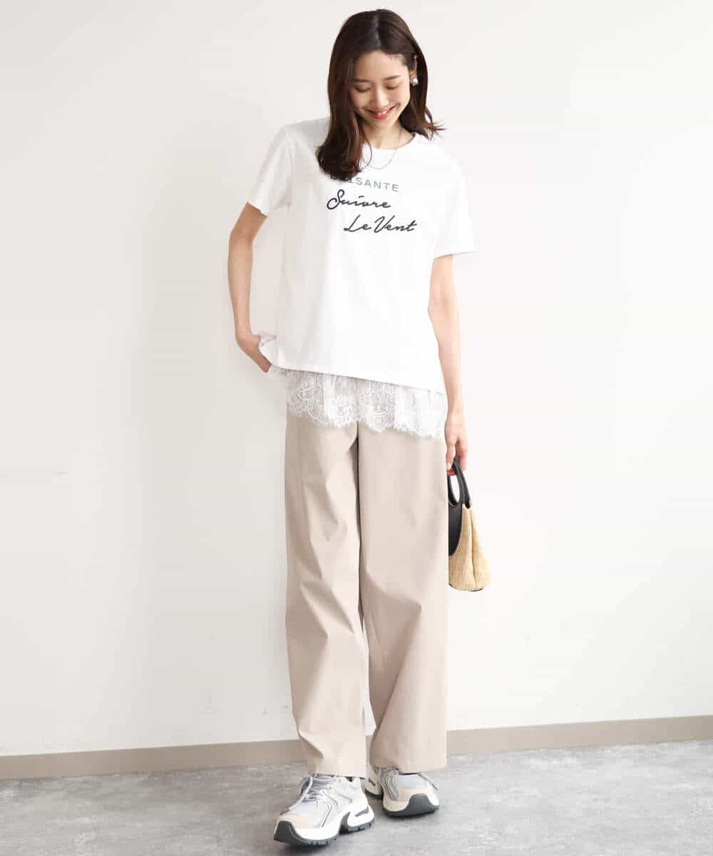 FOKGD61085 MK MICHEL KLEIN(MK ミッシェルクラン) [UVカット/接触冷感/洗える]デザインロゴTシャツ ホワイト