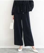 FOLFD24160 MK MICHEL KLEIN(MK ミッシェルクラン) [撥水/防シワ/洗える]共地ベルト付きワイドパンツ ネイビー