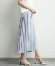 FOLGD26170 MK MICHEL KLEIN(MK ミッシェルクラン) [洗える]サイドプリーツガウチョパンツ グレーブルー