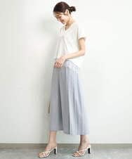 FOLGD26170 MK MICHEL KLEIN(MK ミッシェルクラン) [洗える]サイドプリーツガウチョパンツ ネイビー