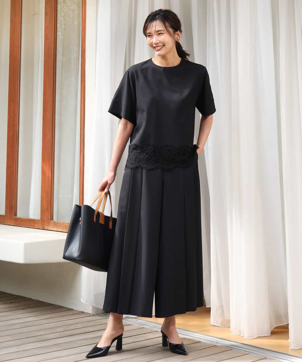 FOLGD51170 MK MICHEL KLEIN(MK ミッシェルクラン) [UVカット/洗える]ストレッチ タックガウチョパンツ アイボリー