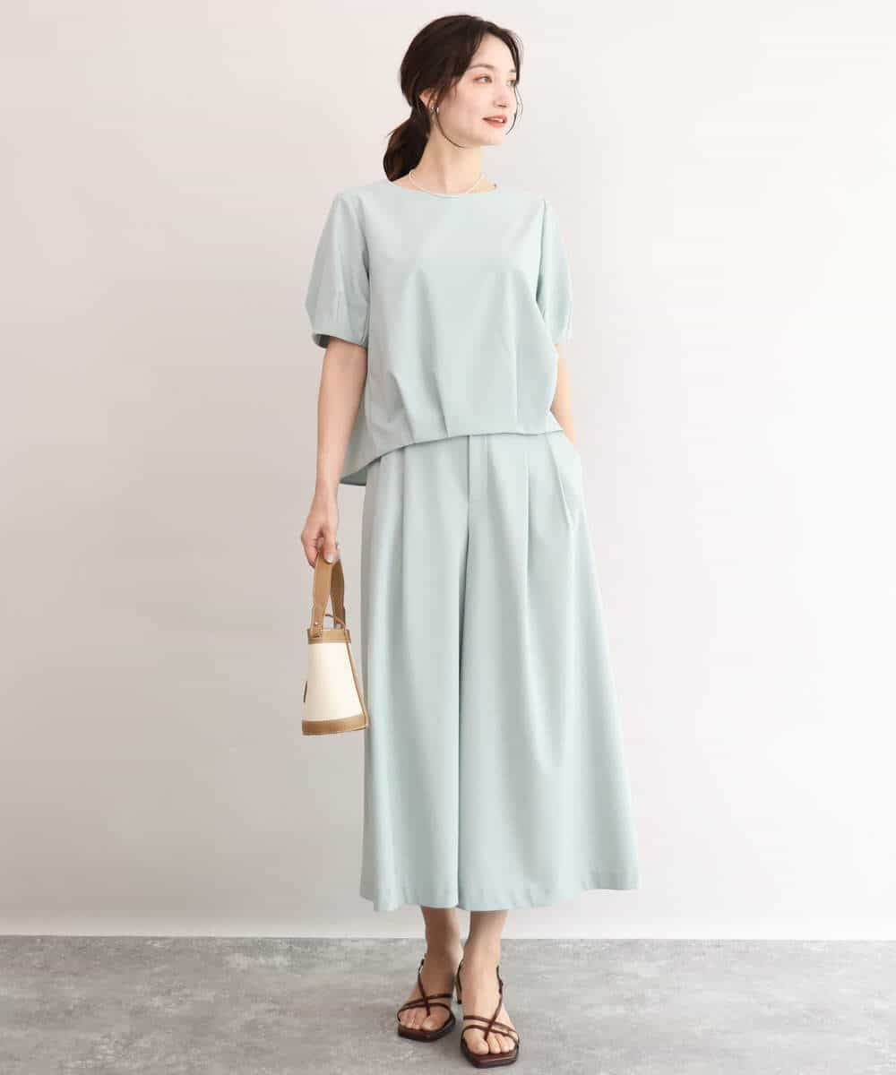 FOLJD76170 MK MICHEL KLEIN(MK ミッシェルクラン) [瞬美シリーズ/UVカット/接触冷感/速乾/洗える]トリコット ワイドクロップドパンツ ブラック