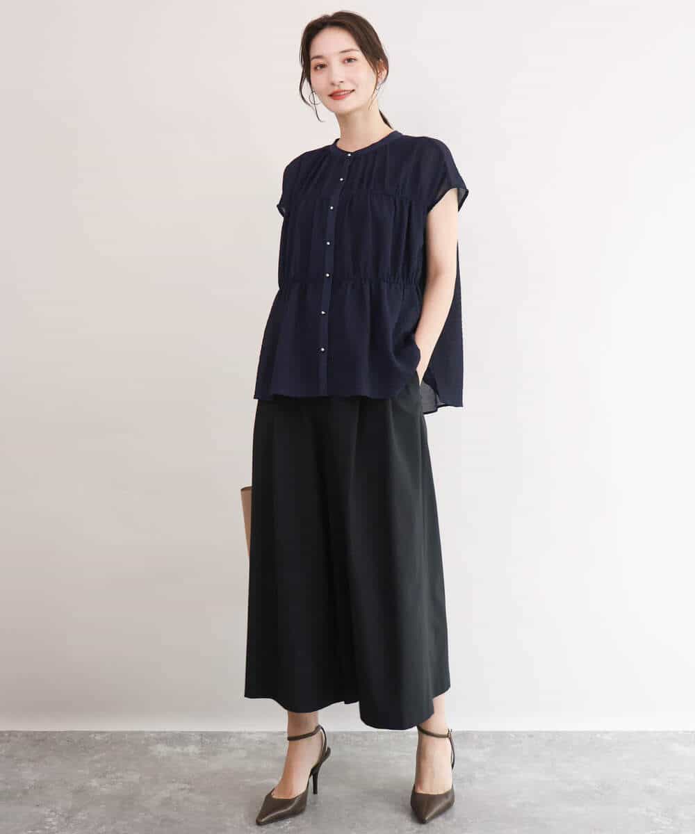 FOLJD76170 MK MICHEL KLEIN(MK ミッシェルクラン) [瞬美シリーズ/UVカット/接触冷感/速乾/洗える]トリコット ワイドクロップドパンツ ブラック