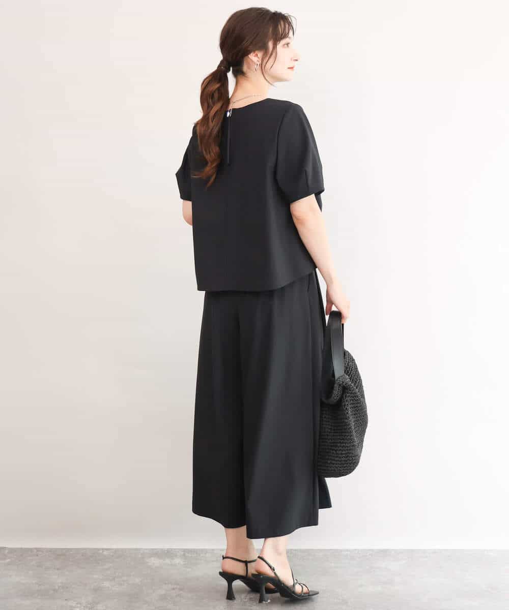 FOLJD76170 MK MICHEL KLEIN(MK ミッシェルクラン) [瞬美シリーズ/UVカット/接触冷感/速乾/洗える]トリコット ワイドクロップドパンツ ブラック