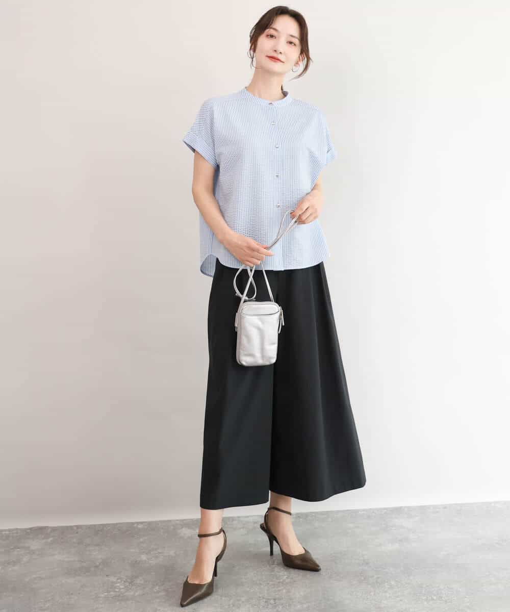 FOLJD76170 MK MICHEL KLEIN(MK ミッシェルクラン) [瞬美シリーズ/UVカット/接触冷感/速乾/洗える]トリコット ワイドクロップドパンツ ブラック