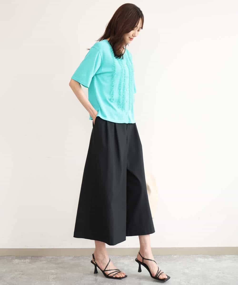 FOLJD76170 MK MICHEL KLEIN(MK ミッシェルクラン) [瞬美シリーズ/UVカット/接触冷感/速乾/洗える]トリコット ワイドクロップドパンツ ブラック
