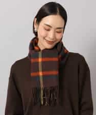 FS3AG51160 MICHEL KLEIN(ミッシェルクラン) カシミヤ混チェックマフラー オレンジ