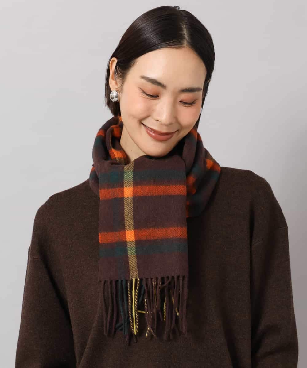 FS3AG51160 MICHEL KLEIN(ミッシェルクラン) カシミヤ混チェックマフラー オレンジ