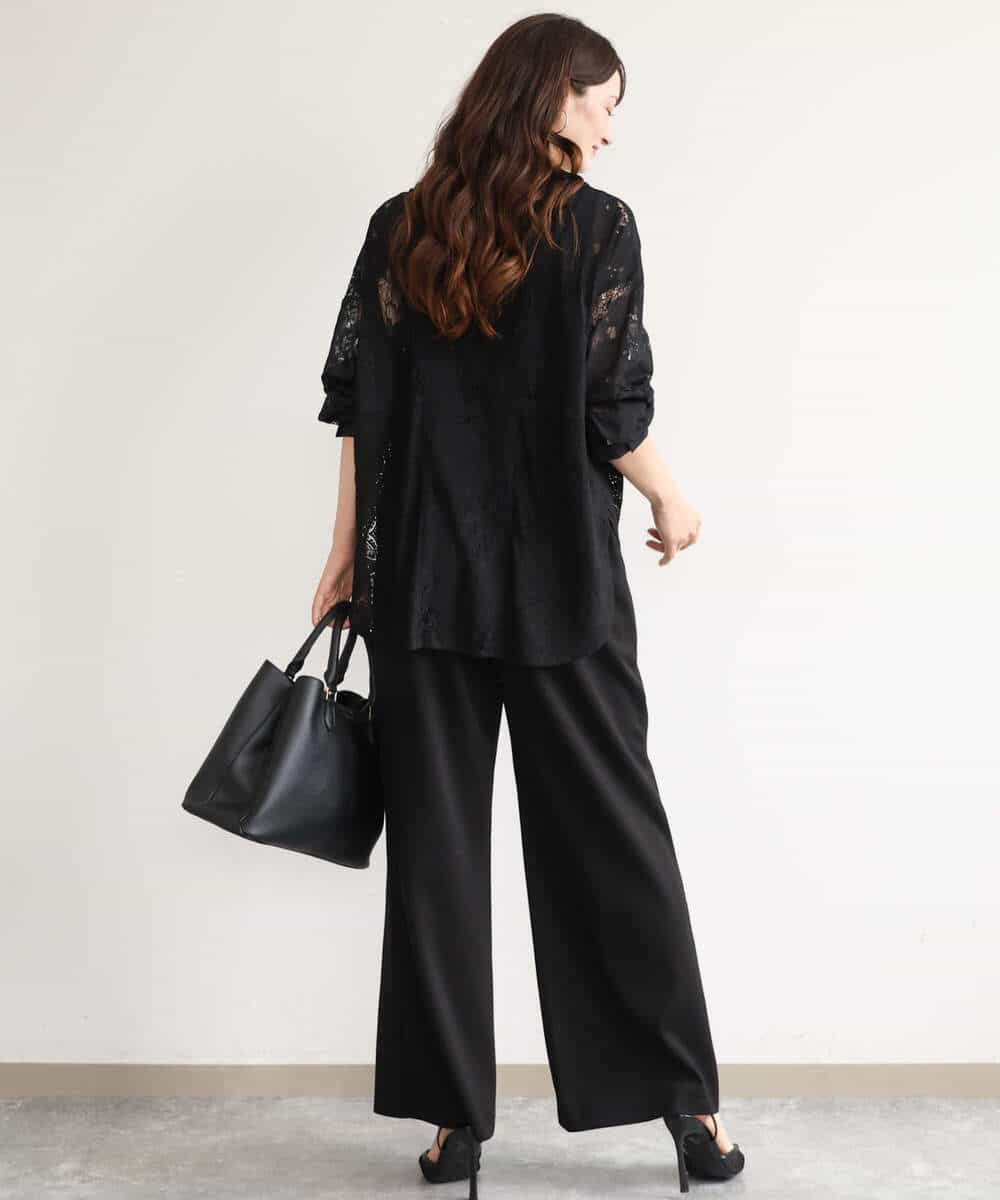 FULJD30140 MK MICHEL KLEIN(MK ミッシェルクラン) [洗える]エアリーポンチ ワイドパンツ ブラック