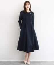 FUPFD01230 MK MICHEL KLEIN(MK ミッシェルクラン) [洗える]スムースダンボール タックワンピース ライトグレー