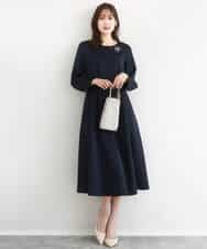 FUPFD01230 MK MICHEL KLEIN(MK ミッシェルクラン) [洗える]スムースダンボール タックワンピース ライトグレー
