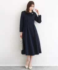 FUPFD01230 MK MICHEL KLEIN(MK ミッシェルクラン) [洗える]スムースダンボール タックワンピース ライトグレー