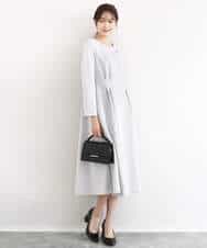 FUPFD01230 MK MICHEL KLEIN(MK ミッシェルクラン) [洗える]スムースダンボール タックワンピース ライトグレー