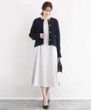 FUPFD01230 MK MICHEL KLEIN(MK ミッシェルクラン) [洗える]スムースダンボール タックワンピース ライトグレー