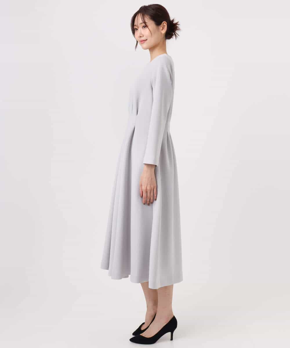 FUPFD01230 MK MICHEL KLEIN(MK ミッシェルクラン) [洗える]スムースダンボール タックワンピース ライトグレー