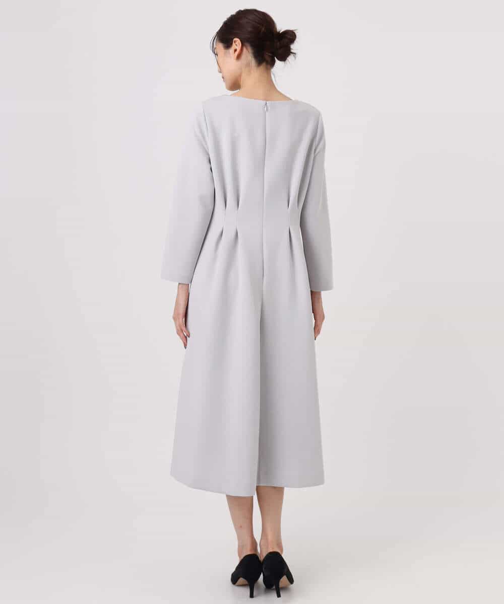 FUPFD01230 MK MICHEL KLEIN(MK ミッシェルクラン) [洗える]スムースダンボール タックワンピース ライトグレー