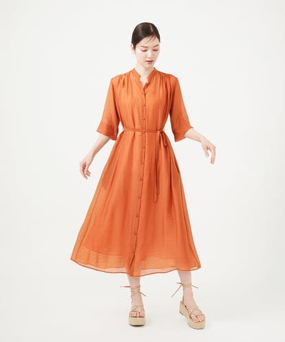 GBEHD30450 Sybilla 【メディア着用】バンドカラーシアーシャツドレス
