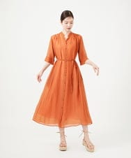 GBEHD30450 Sybilla(シビラ) 【メディア着用】バンドカラーシアーシャツドレス オレンジ