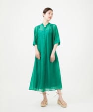 GBEHD30450 Sybilla(シビラ) 【メディア着用】バンドカラーシアーシャツドレス グリーン