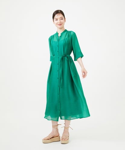 GBEHD30450 Sybilla 【メディア着用】バンドカラーシアーシャツドレス