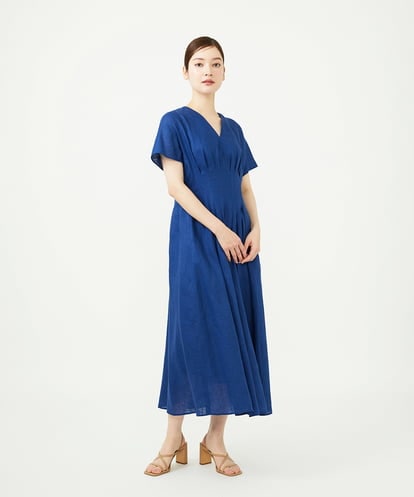 GBEJD31630 Sybilla 平織りリネンタックデザインドレス