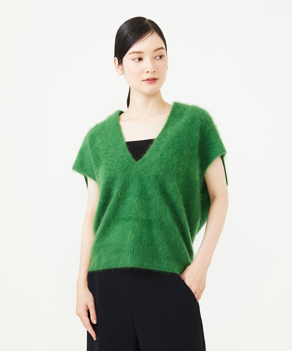 GBFAG30430 Sybilla(シビラ) Vネックファーニット グリーン