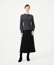GBFAH04400 Sybilla(シビラ) プリーツ風スリーブニットカーディガン チャコールグレー