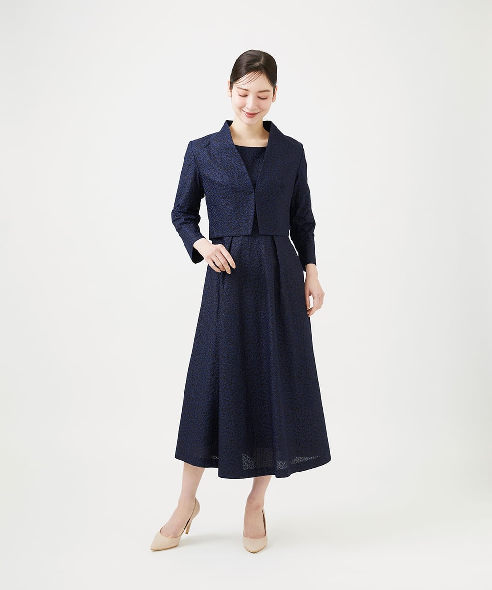 GDEGD84630 Sybilla(シビラ) 【メディア着用】フラワー総刺繍ドレス ネイビー