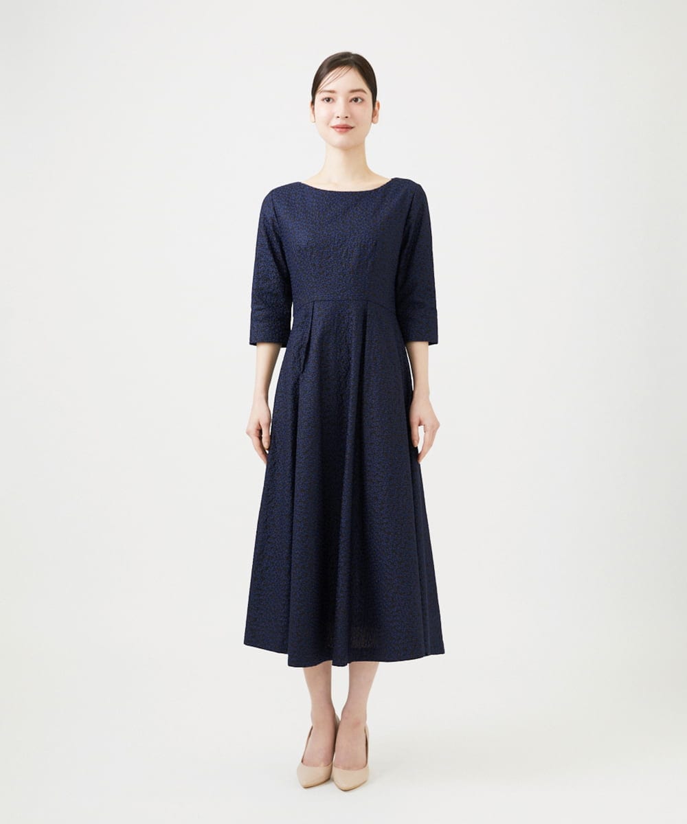 GDEGD84630 Sybilla(シビラ) 【メディア着用】フラワー総刺繍ドレス ネイビー