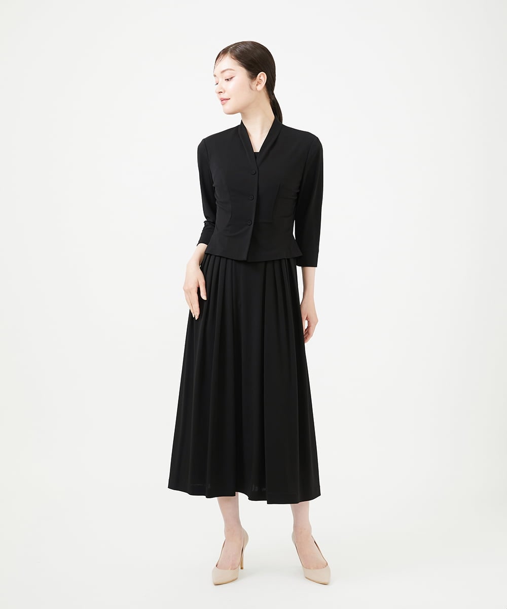 GDPAG90500 Sybilla(シビラ) 【メディア着用】ストレッチスクエアネックドレス ブラック