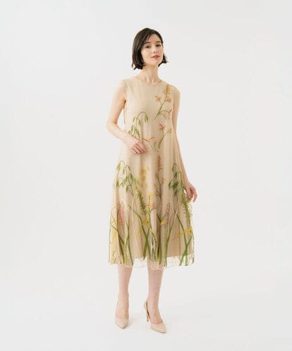 GDPGE90800 Sybilla リーフ刺繍チュールドレス