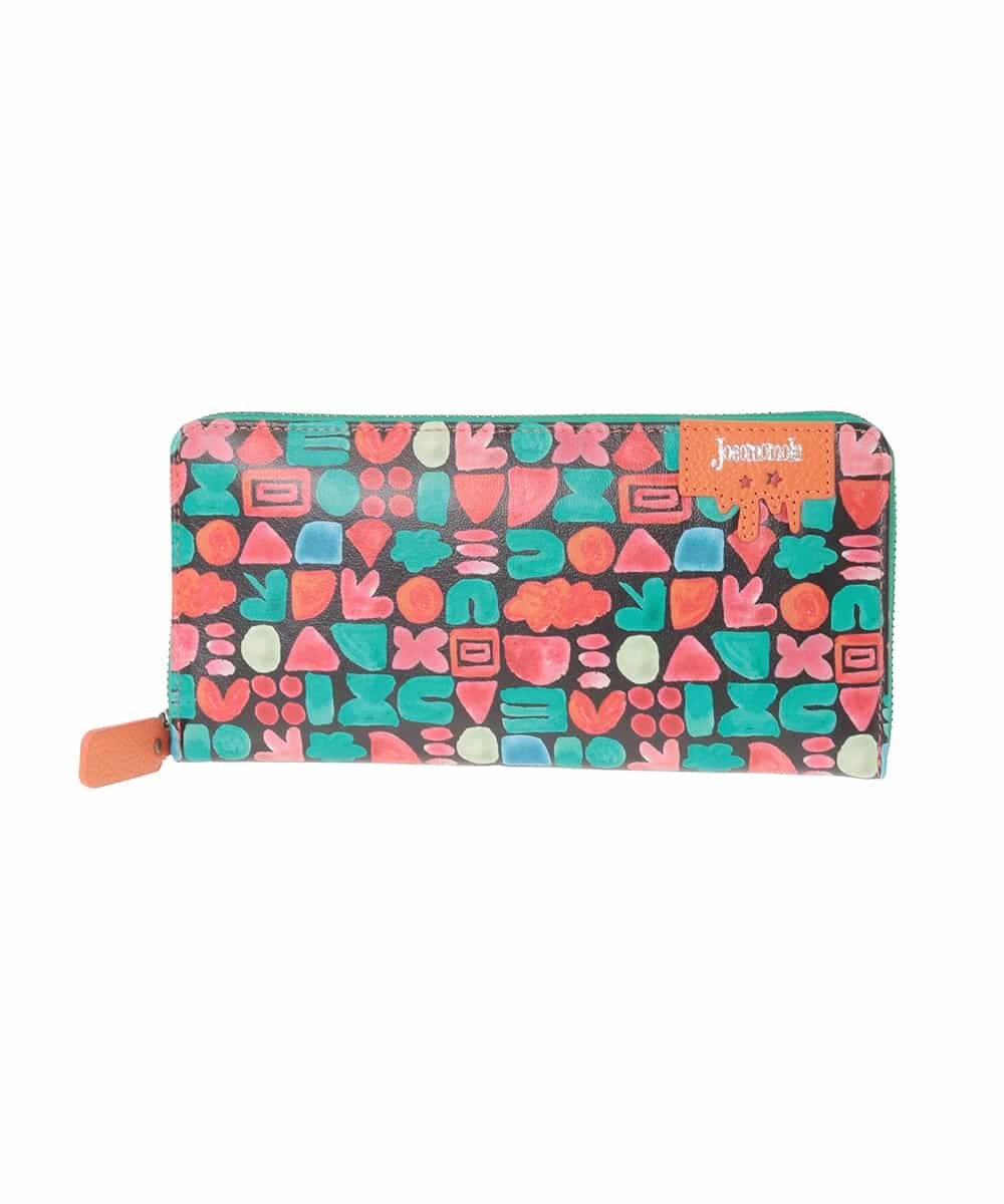 GFYJH03185 Jocomomola(ホコモモラ) モチーフデザインラウンドジップ牛革長財布 オレンジ