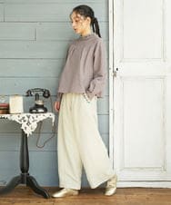 GJBCD33200 Jocomomola(ホコモモラ) 【2WAY】Flor pequena チェックフラワー刺繍ブラウス パープル