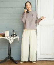 GJBCD33200 Jocomomola(ホコモモラ) 【2WAY】Flor pequena チェックフラワー刺繍ブラウス パープル
