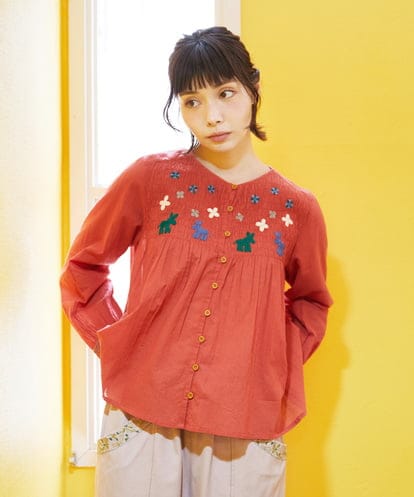 GJBFD01200  Baile animal アニマル刺繍ブラウス