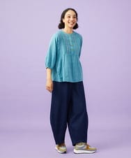 GJBGD32180 Jocomomola(ホコモモラ) Una escalera de colores バンドカラーブラウス ブルー