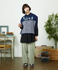 GJFDD01200 Jocomomola(ホコモモラ) Nide de pajaro ファンシーヤーンニットベスト ネイビー