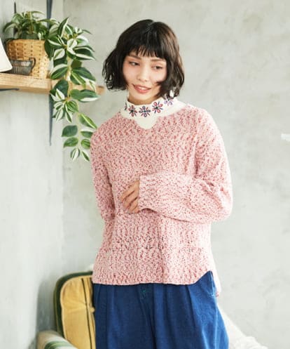 GJFDE31180  カラーネップニットプルオーバー