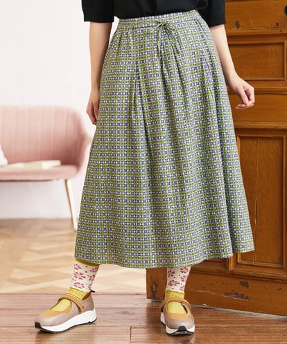 GJHGE38200  Alcazar コットンシフォン幾何プリントフレアスカート