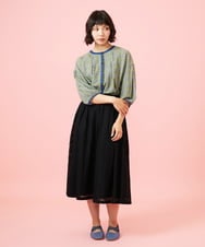 GJHGE43220 Jocomomola(ホコモモラ) Ola レースフレアスカート ブラック