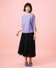 GJHGE43220 Jocomomola(ホコモモラ) Ola レースフレアスカート ブラック