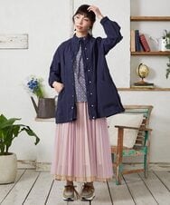 GJJFD31270 Jocomomola(ホコモモラ) Lisa ナイロンミドル丈スプリングコート ネイビー