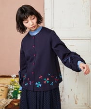 GJKDD33110 Jocomomola(ホコモモラ) ベアスムース  レース切り替えカットソー ブルー