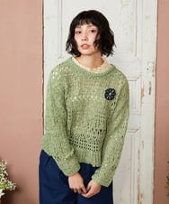 GJKDD33110 Jocomomola(ホコモモラ) ベアスムース  レース切り替えカットソー アイボリー