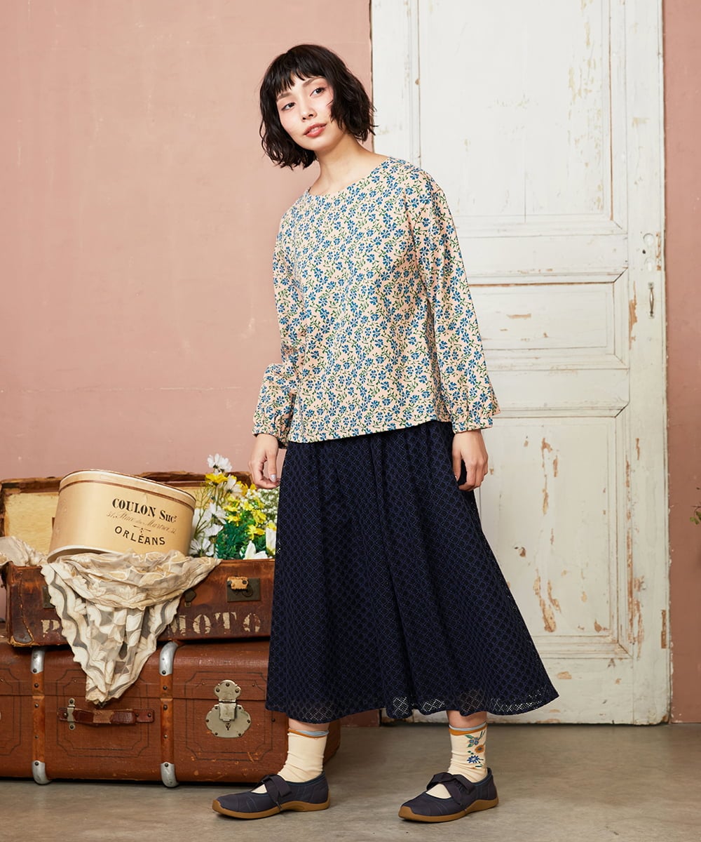 GJKDE36180 Jocomomola(ホコモモラ) Los molinos de vient フラワープリントカットソー ピンク