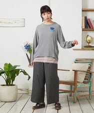 GJKFD35130 Jocomomola(ホコモモラ) ギンガムチェックカットソープルオーバー ブラック